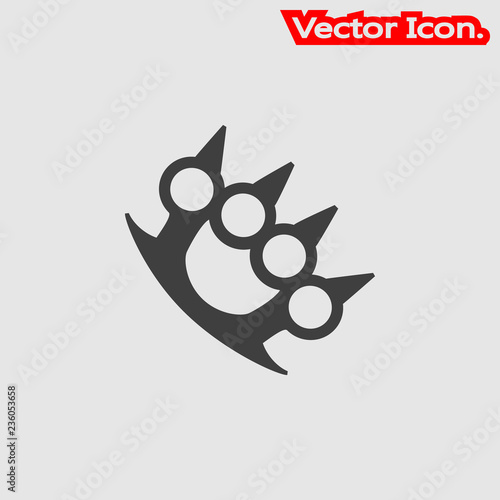 Brass knuckles icon isolated sign symbol and flat style for app, web and digital design. Vector illustration.