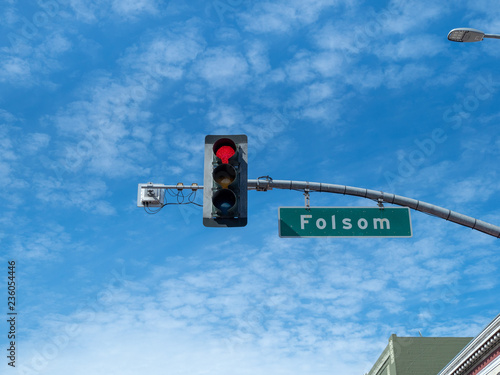 Red light district traffic light on Folsom St in San Francisco at Folsom Street Fair