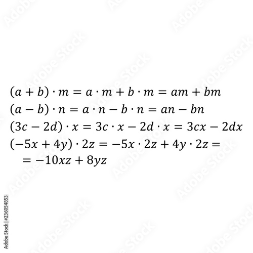 Foto An example of the algebraic problem of multiplying a polynomial by a monomial po