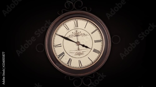 Vintage clock time ticking with acceleration