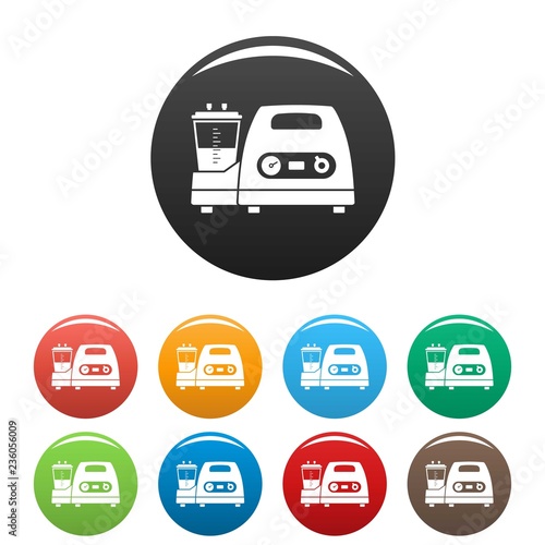 Medical lung device icons set 9 color vector isolated on white for any design