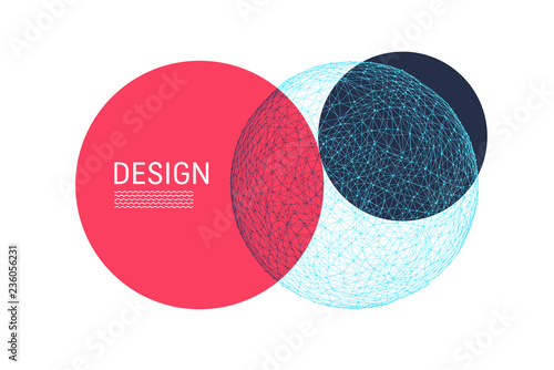 Trendy abstract sphere. Modern science or technology illustration. Vector composition for covers, posters, flyers and banner designs.