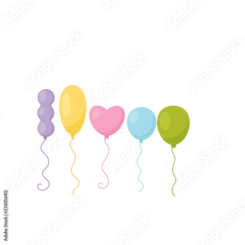 Colorful balloons  design element for Birthday party vector Illustration on a white background