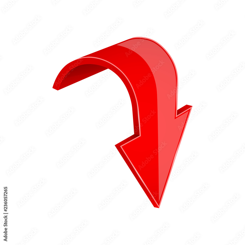 Arrow. Red moving down 3d icon Arrow. Red moving down 3d icon