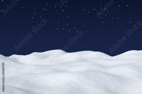 White snow field at night arctic winter landscape