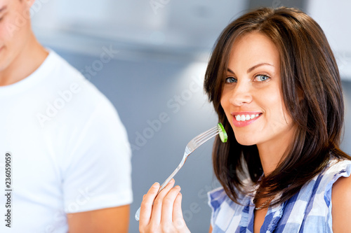 Young woman with a fork