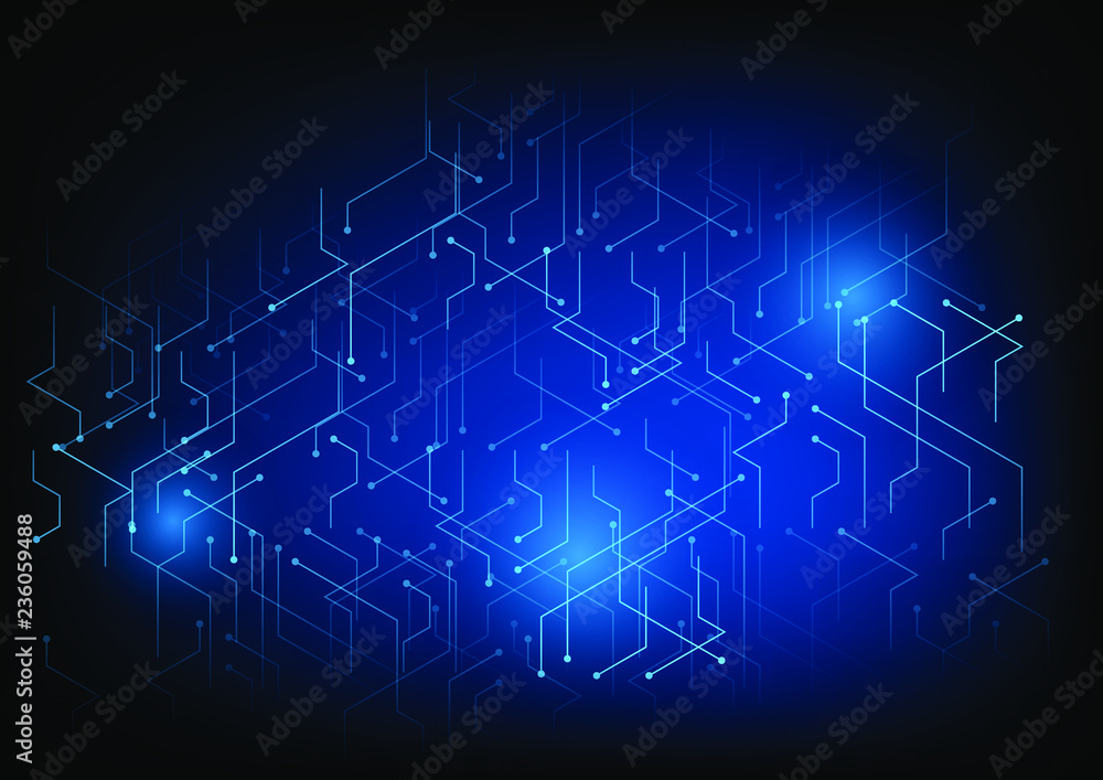Abstract blue computer technology background with circuit board system , Vector illustration Abstract blue computer technology background with circuit board system , Vector illustration