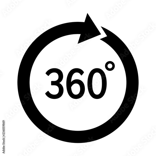 Rotate 360 degrees circular arrow flat vector icon for apps and websites