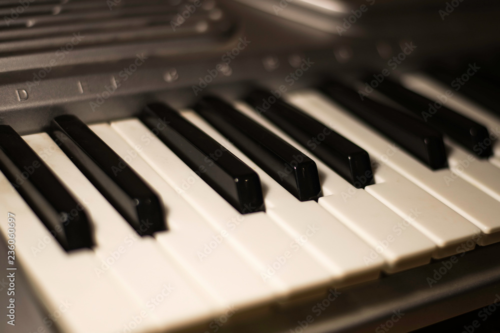 Synthesizer keyboard closeup