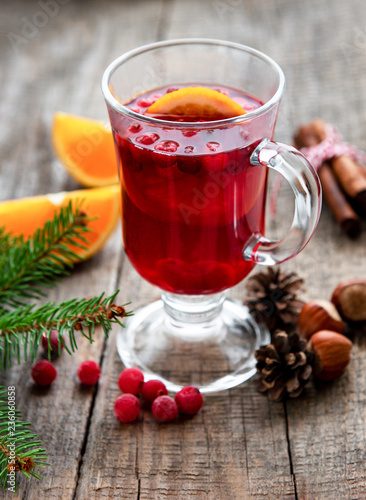 Glass of hot mulled wine