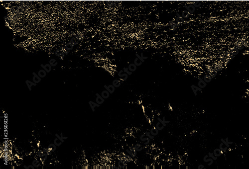 Vector grunge gold texture isolated on black. Patina scratch golden background.