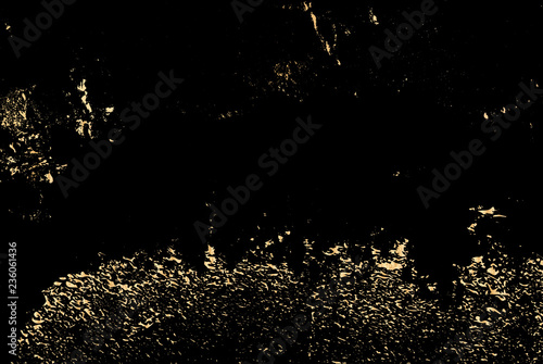 Vector grunge gold texture isolated on black. Patina scratch golden background.