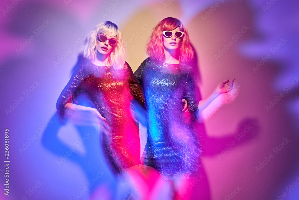 Sexy woman in Party outfit dance. Music vibrations Sexy woman in Party outfit dance. Music vibrations