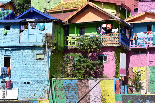 Colorful houses at View of Jodipan village ( Kampung Warna Warni ) in Malang City, East Java, Indonesia