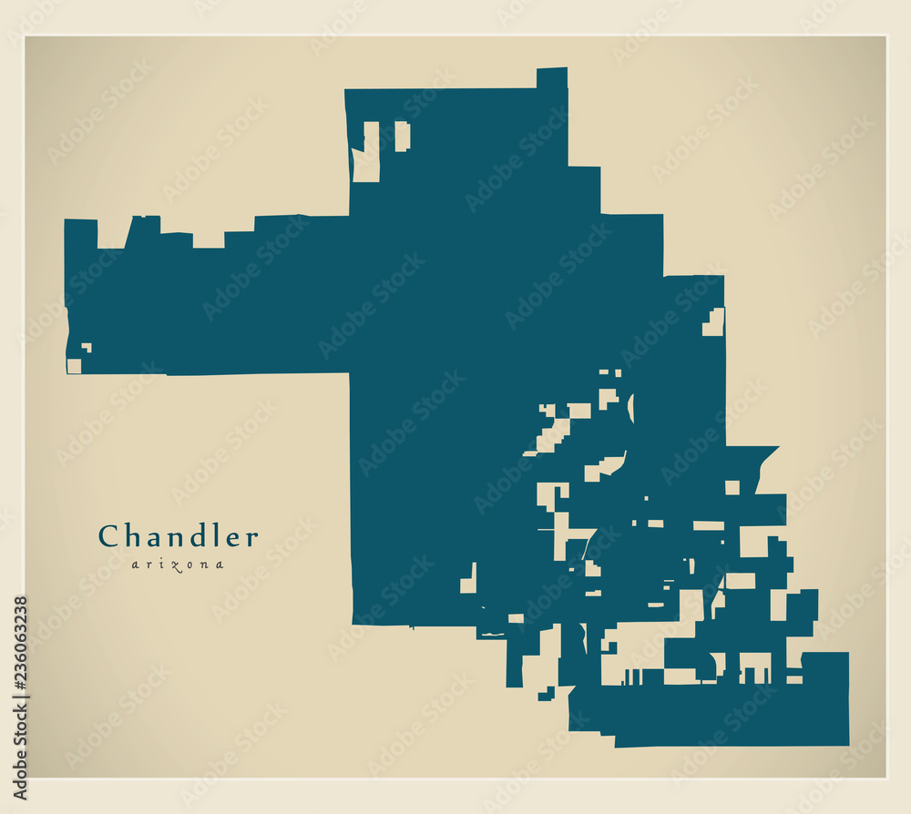 Modern City Map - Chandler Arizona city of the USA