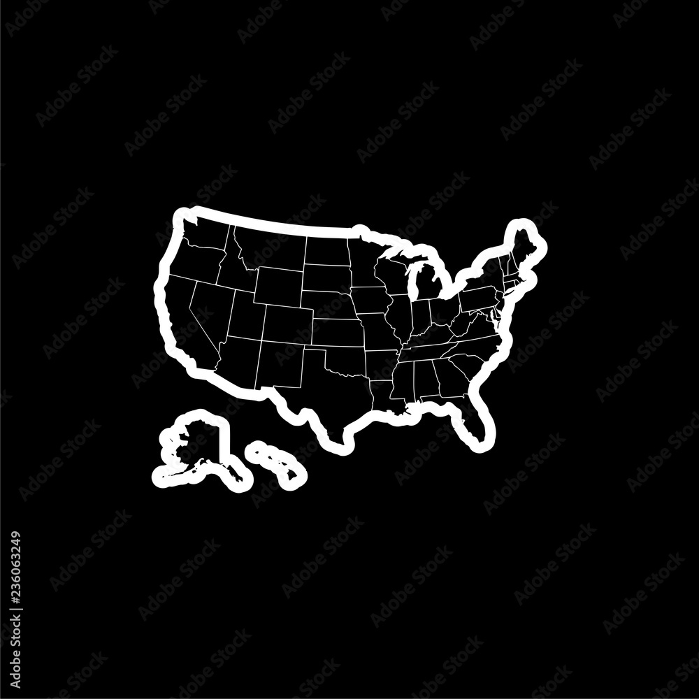 United States of American Map icon or logo on dark background