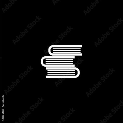 Book icon or logo in flat style on dark background