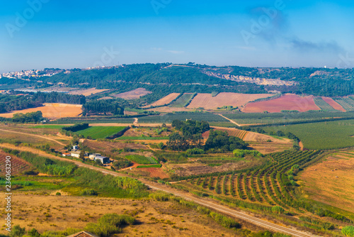 Aerial view of a green rural area in Europe