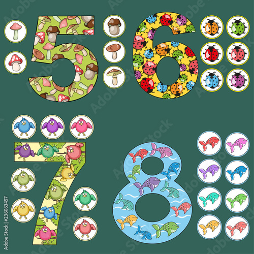 Numbers from one to ten to study counting for children