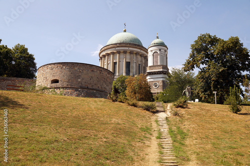 A view of the hill with the castle Arpad and the basilica. Hungary. Esztergom.