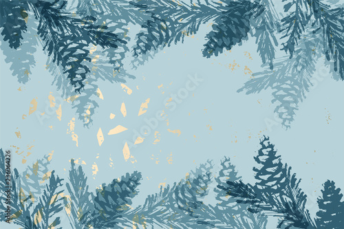 Christmas tree cone painting vector winter textures