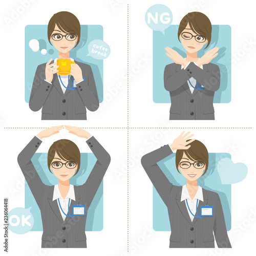 優良女子推進課/ビジネススーツ+社員証＋眼鏡