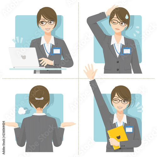 優良女子推進課/ビジネススーツ+社員証＋眼鏡