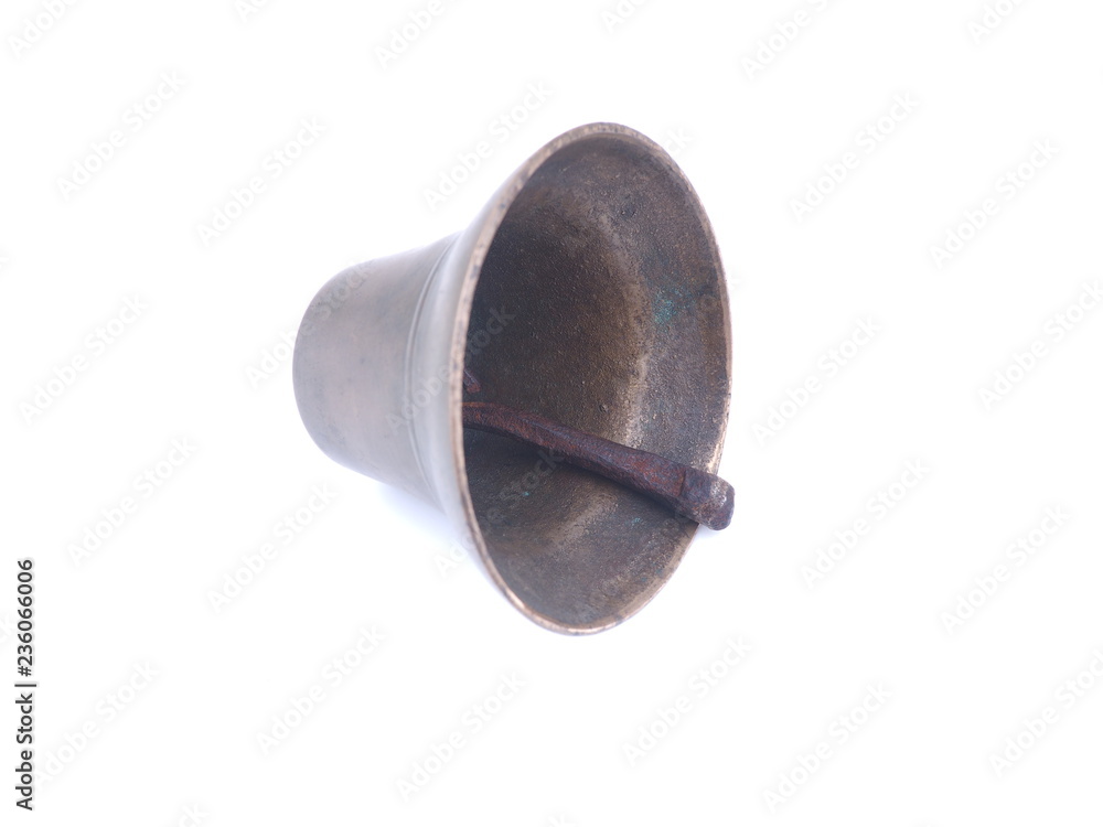 old metal bell on white background old metal bell on white background