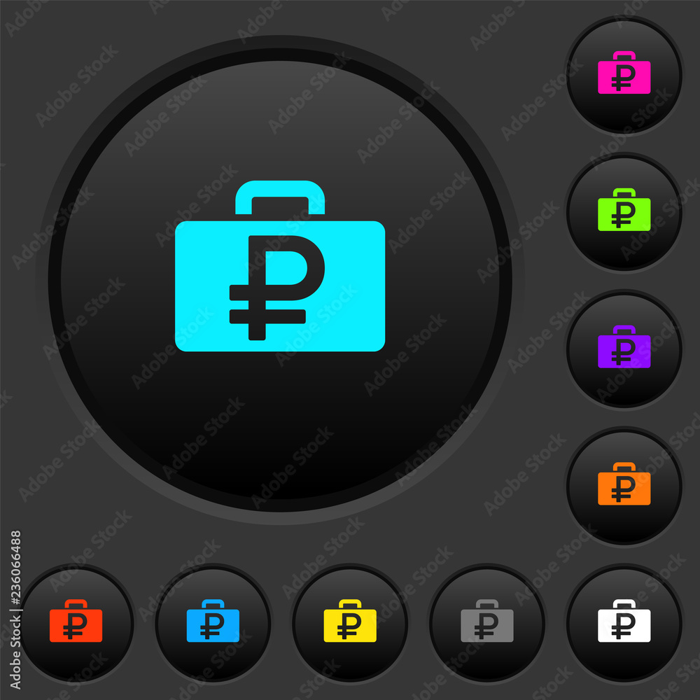 Ruble bag dark push buttons with color icons Ruble bag dark push buttons with color icons