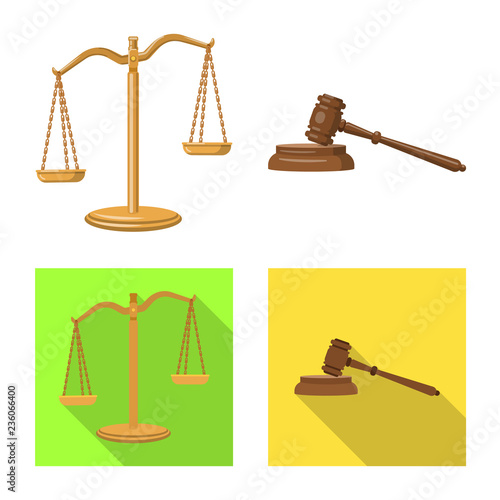 Isolated object of law and lawyer icon. Collection of law and justice stock vector illustration.