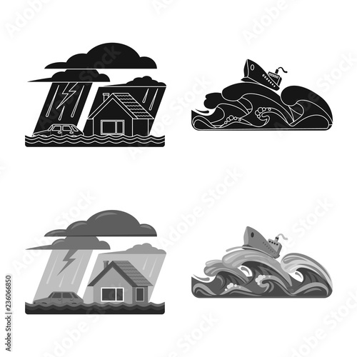 Vector design of natural and disaster sign. Set of natural and risk stock symbol for web.