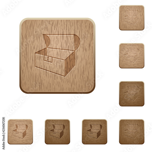 Empty open coffer wooden buttons