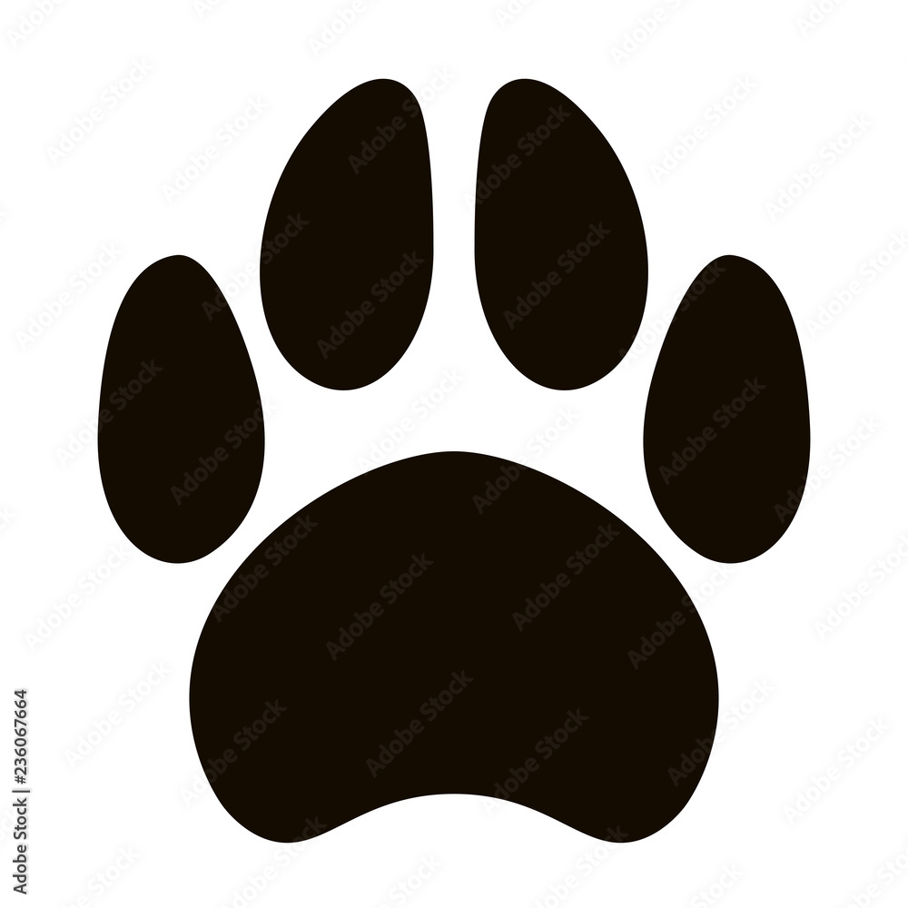 black silhouette dog footprint, vector black silhouette dog footprint, vector