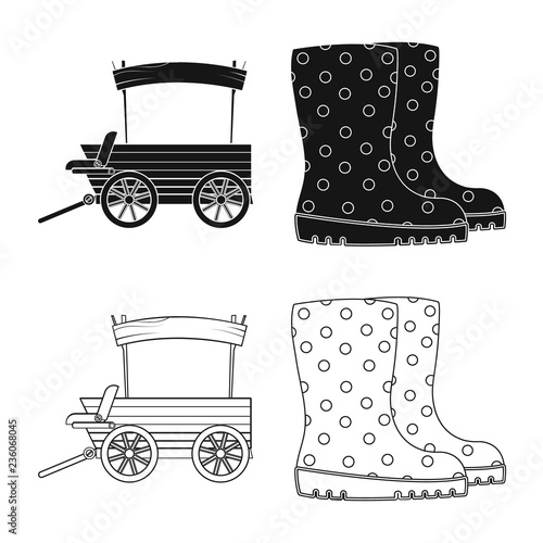 Vector illustration of farm and agriculture sign. Collection of farm and plant stock symbol for web.