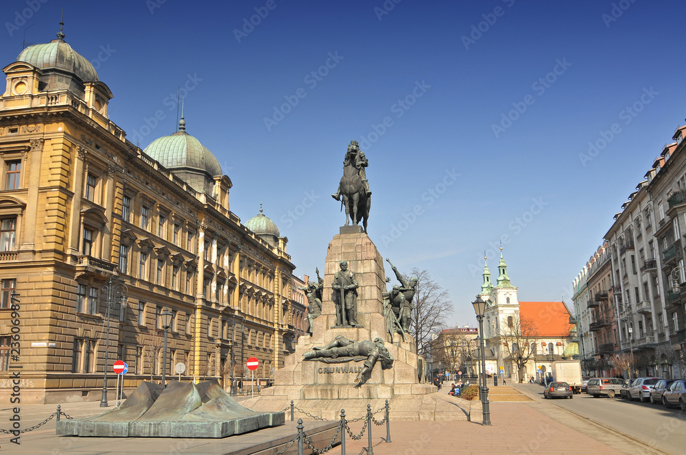 Poland, Krakow, Jan Matejko Square, Grunwald Monument.