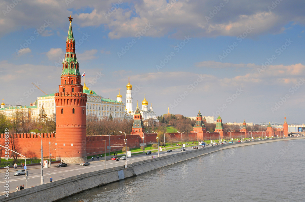 Russia, Moscow, Kremlin and the Moscow River.