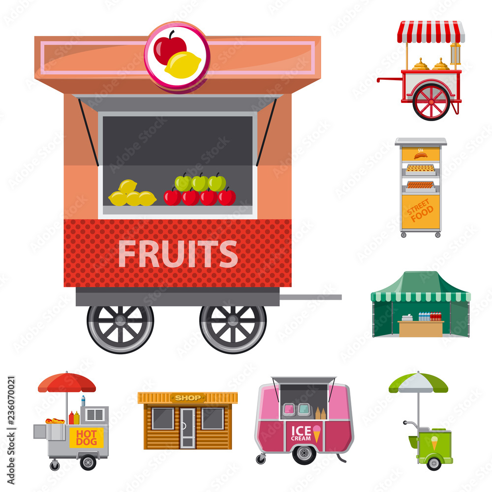 Obraz premium Vector design of market and exterior symbol. Collection of market and food vector icon for stock.