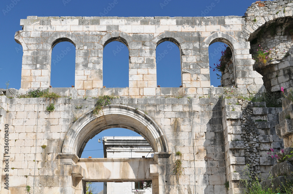 Ruins of Diocletian palace in Split, Croatia.