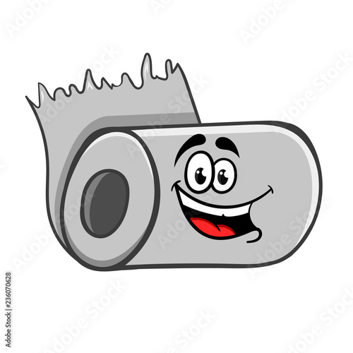 cartoon toilet paper roll, vector illustration