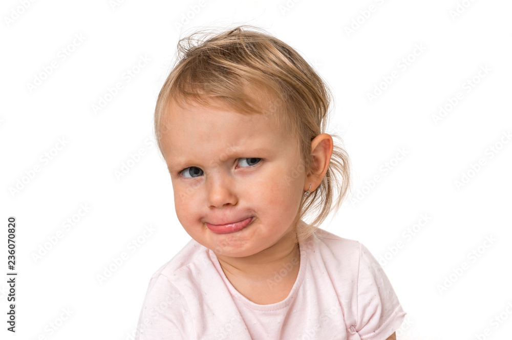 Little baby with sad expression in face Little baby with sad expression in face