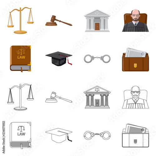 Vector illustration of law and lawyer symbol. Set of law and justice stock vector illustration.