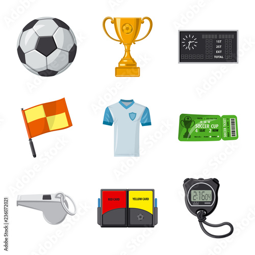Vector design of soccer and gear symbol. Collection of soccer and tournament vector icon for stock.
