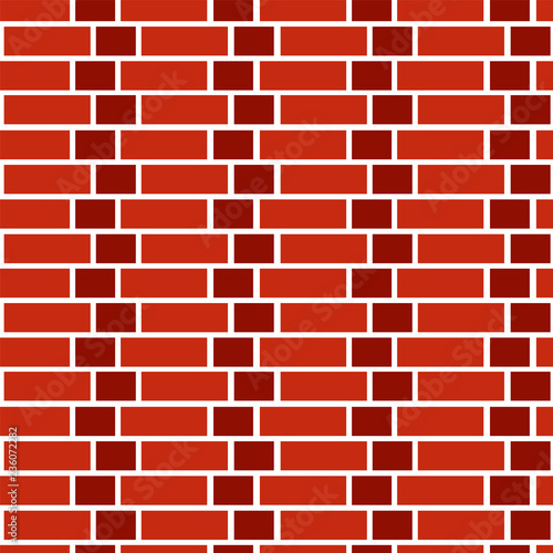 Red brick wall background. Seamless vector pattern. Brickwork & masonry texture