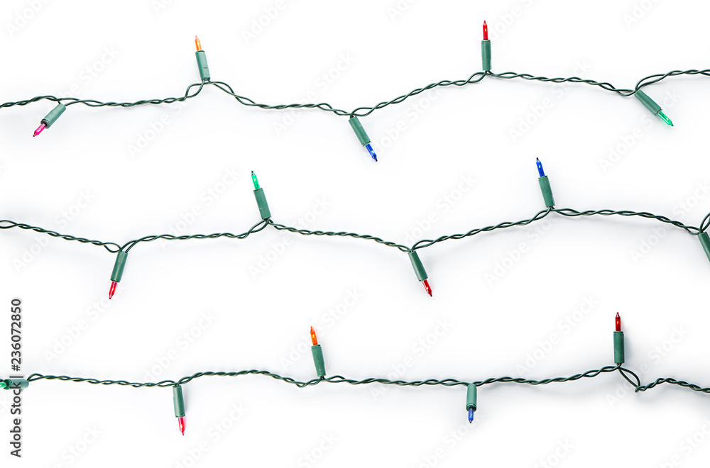 Christmas lights on white background Christmas lights on white background