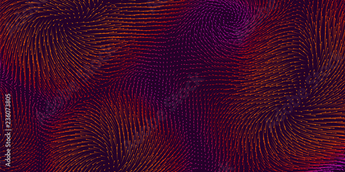 Vector colorful field visualization of forces. Magnetic or gravitational fluctuations chart. Science backdrop with a matrix of arows with magnitude and direction. Flow representation. Interaction.