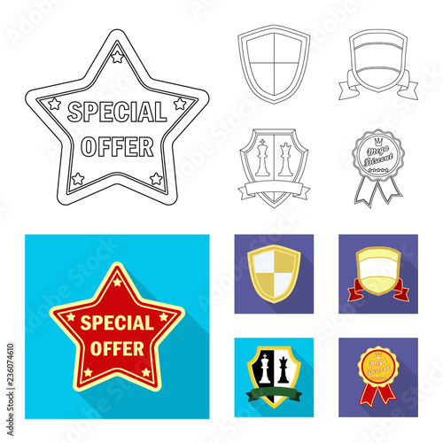 Vector design of emblem and badge sign. Collection of emblem and sticker stock vector illustration.