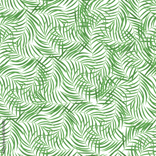 Hand drawn palm leaves seamless pattern for textile. Tropical leaf wallpaper, fabric background. Vector isolated illustration.