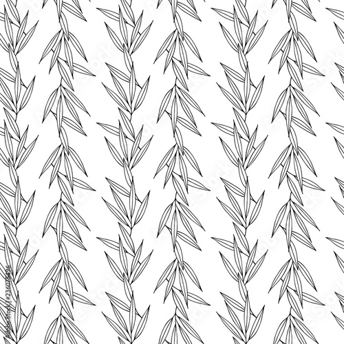 Seamless pattern with olive branch . Hand drawn wallpaper background. Vector isolated illustration.