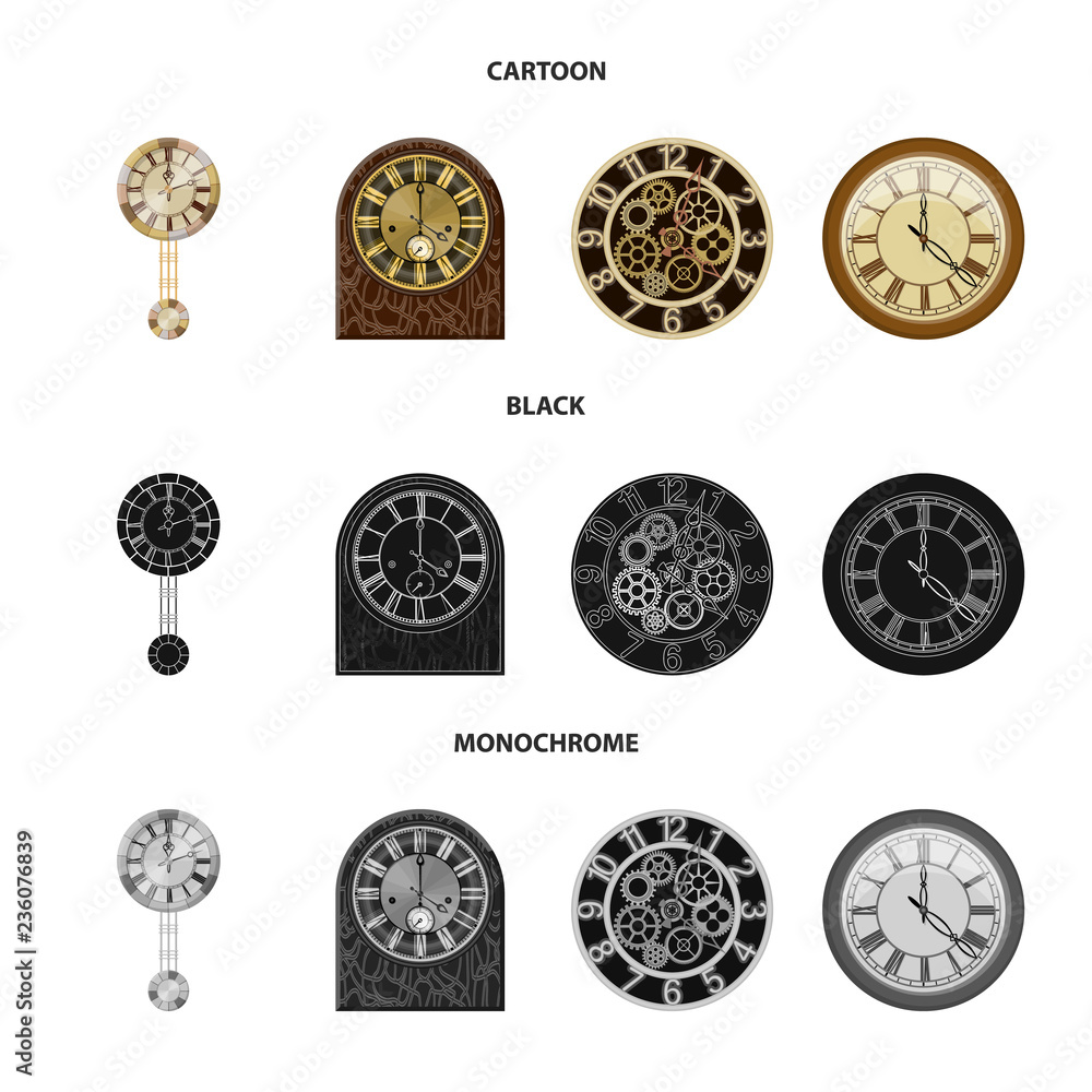Vector design of clock and time symbol. Set of clock and circle stock symbol for web. Vector design of clock and time symbol. Set of clock and circle stock symbol for web.