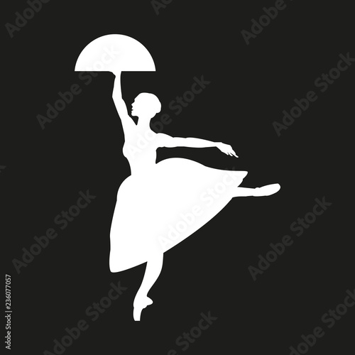 Silhouette of a dancing ballerina. Isolated background, white .sketch , vector, grace. photo